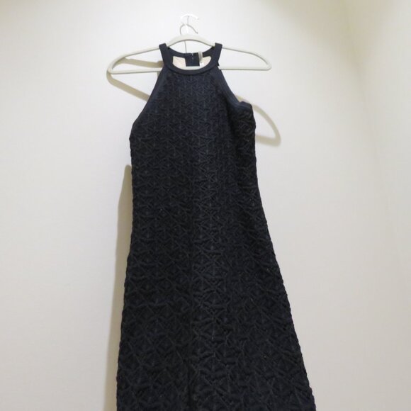 ALICE + OLIVIA Lulu Halter Neck Midi Dress in Black Crochet Evening Cocktail L - Picture 7 of 15